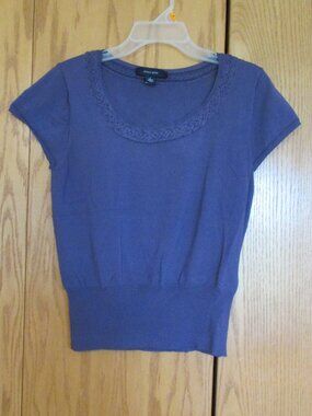 JONES WEAR WOMEN'S SIZE L PURPLE SWEATER SCOOP NECK BEADED PULLOVER TOP WHIMISIG